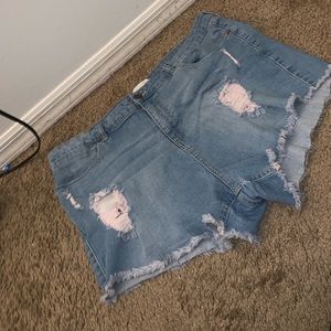 High rise plus size denim shorts
